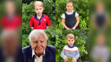 Prince Louis Heard Speaking For the First Time Alongside Siblings Prince George and Princess Charlotte; Little Royals Quiz Sir David Attenborough About Animals (Watch Adorable Video)