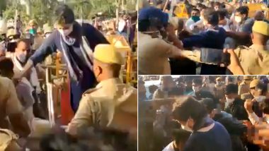 Priyanka Gandhi Comes to Protect Congress Worker During Lathi Charge by UP Policemen, Watch Video