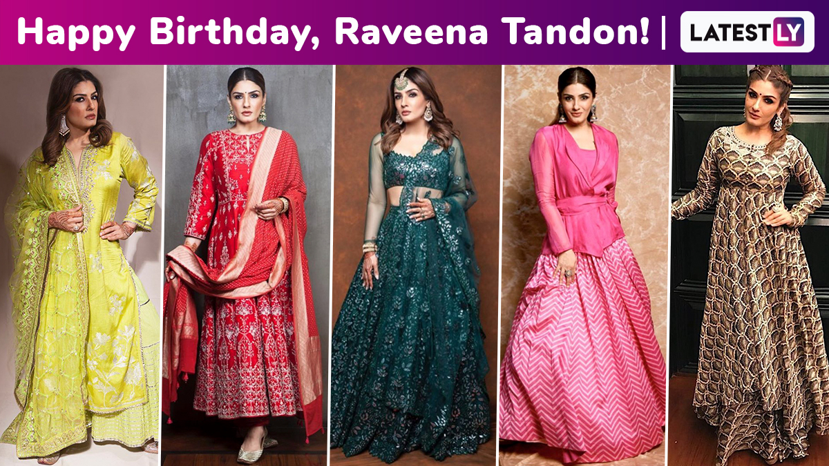 11 classy outfits worn by birthday girl Raveena Tandon that will