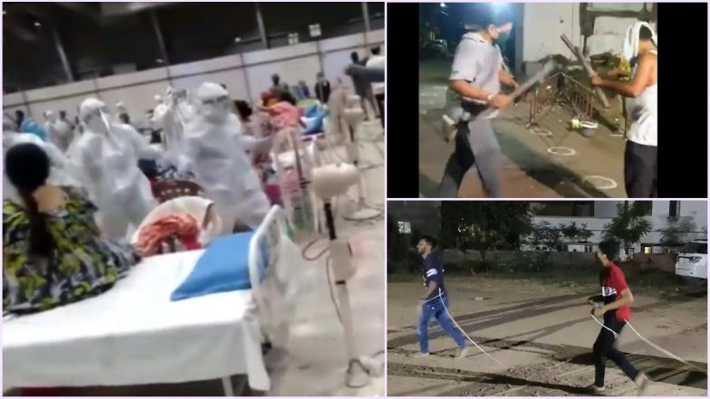 Garba With Social Distancing in Navratri 2020: From Dancing in Mumbai's COVID Center, Playing With Metal Pipes to Tying Ropes, Here's How People Are Celebrating The Navaratri Festival This Year (Watch Videos)