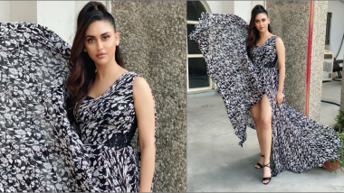 Krystle D’Souza Flaunts Flowy Thigh-High Slit Printed Dress and Top-Knot Ponytail in New Instagram Pic