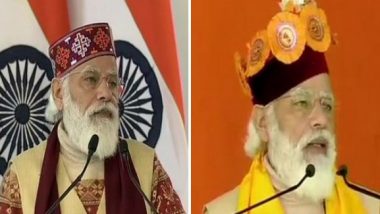 PM Narendra Modi Wears Traditional Himachali Caps During His Speeches After Inaugurating Atal Tunnel at Rohtang