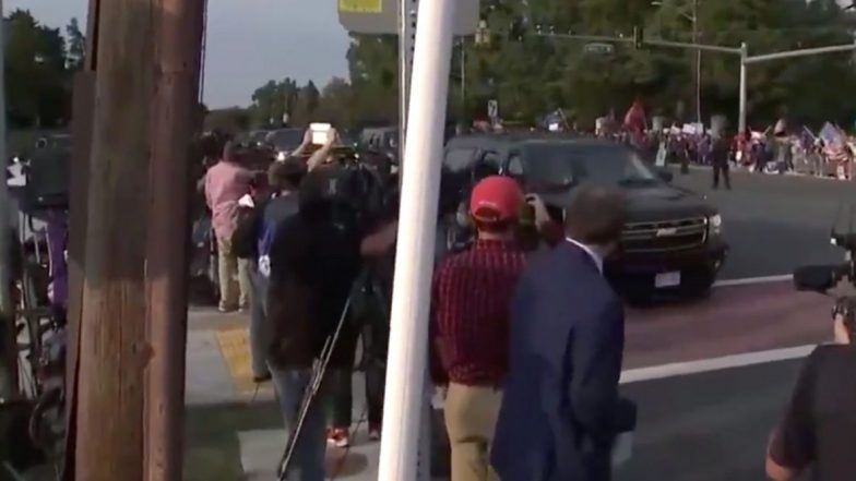 Donald Trump Leaves Hospital Briefly to Greet Supporters Outside, US President's Visit Came Shortly After He Promised His Supporters a 'Surprise'; Watch Video