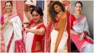 Sindoor Khela 2020 Celebrity-Inspired Look: Bipasha, Jacqueline, Sushmita and Sonakshi, Ace Your Lal Paad Shada Saree for Bijoya Dashami Just Like These Beauties