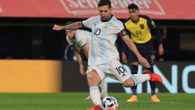 Lionel Messi’s Early Goal Helps Argentina Secure 1-0 Win Over Ecuador In 2022 World Cup Qualifiers, Netizens Hail Barcelona Legend (Watch Video)