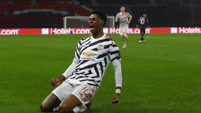 Marcus Rashford’s Late Goal Inspires Manchester United to Win 2-1 Against Neymar’s PSG in Champions League 2020-21 (Watch Video)