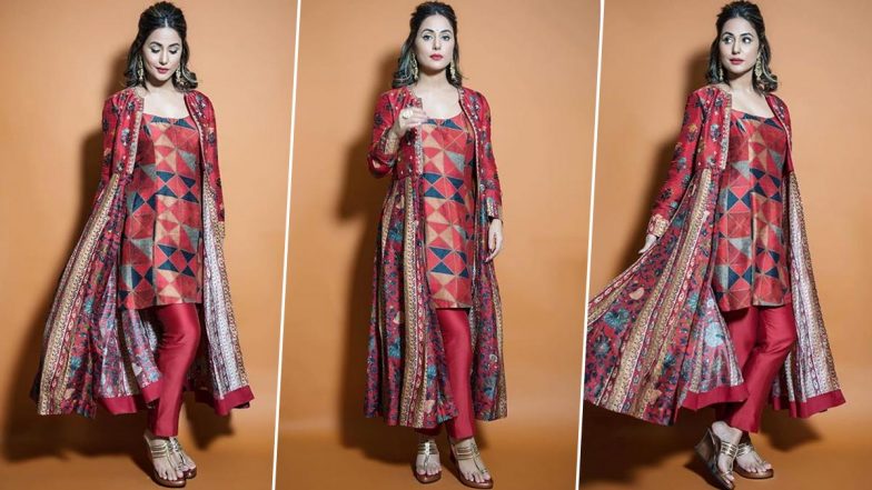 Hina Khan's Crimson Red Suit for Bigg Boss 14 is Perfect Outfit Inspiration You Need for Day 4 of Navratri 2020 (View Pics)