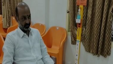 Telangana BJP President Bandi Sanjay Kumar on 'Dharna' Against Raid at M Raghunandan Rao Residence in Siddipet