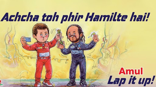 Amul Comes up With Latest Topical As Lewis Hamilton Beats Michael Schumacher’s Record of Most F1 Wins