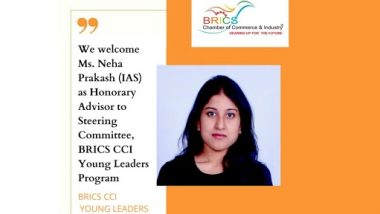 IAS Neha Prakash Becomes Honorary Adviser to Steering Committee of BRICS CCI Young Leaders