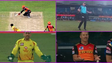 Umpire Paul Reiffel Withdraws Wide Call After MS Dhoni’s Quick Reaction, SRH Captain David Warner Reacts From Dugout (Watch Video)