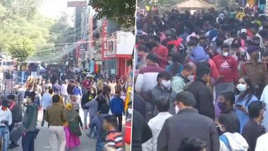 Despite COVID-19 Surge in Delhi, People Flood Sarojini Nagar Market (Watch Video)