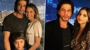 Shah Rukh Khan&rsquo;s Dubai Birthday Bash: AbRam, Karan Johar, Suhana Khan Pose With the Star Against the Burj Khalifa Backdrop (View Pics)