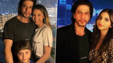 Shah Rukh Khan’s Dubai Birthday Bash: AbRam, Karan Johar, Suhana Khan Pose With the Star Against the Burj Khalifa Backdrop (View Pics)