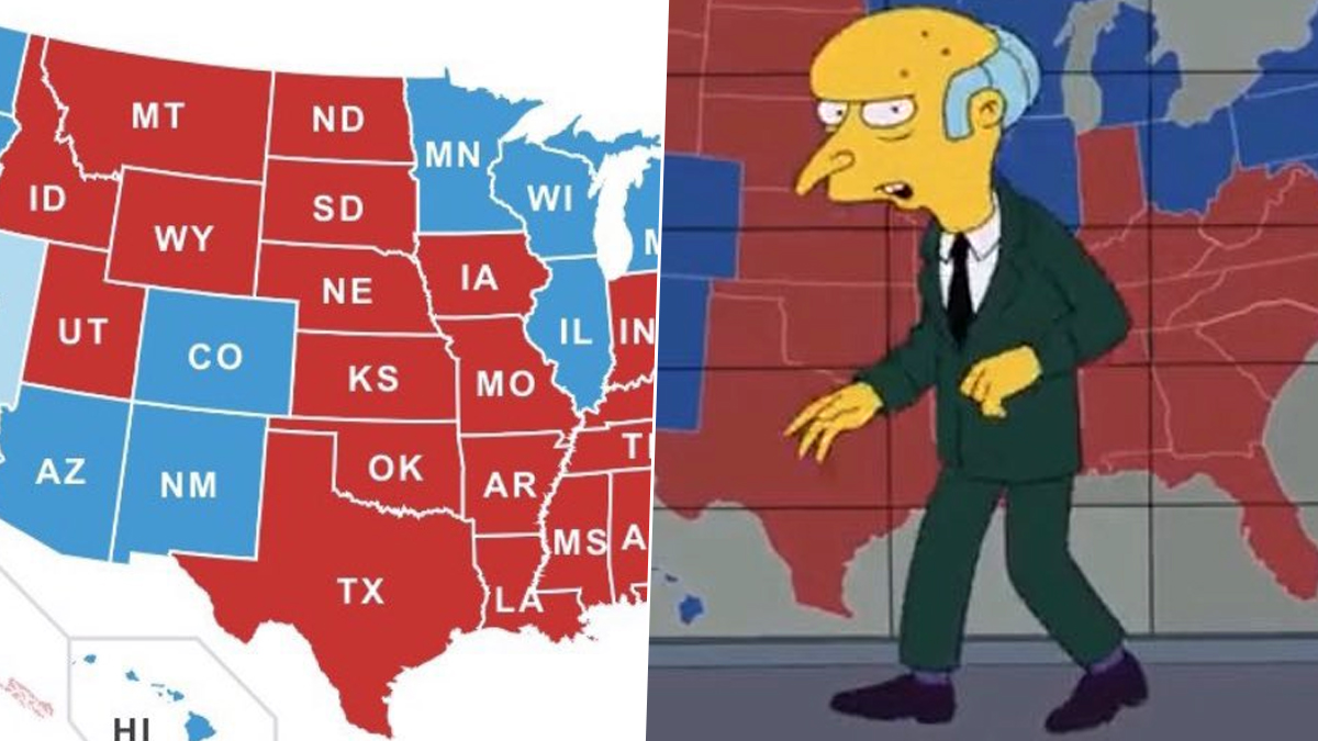 The Simpsons Predicted Us Election Results Map Twitterati Seems Convinced After This Pic From The Show Bearing Uncanny Similarity With The Current Election Situation Goes Viral Latestly