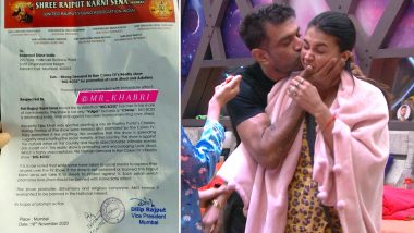 Bigg Boss 14: Eijaz Khan's Kiss On Pavitra Punia's Cheeks Termed 'Love Jihad' By Shri Rajput Karni Sena, Fringe Group Demands 'Ban on Bigg Boss' (View Post)
