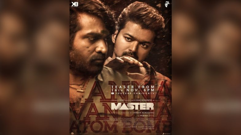 Master: Teaser of Thalapathy Vijay's 64th Film To Arrive on November 14 at 6 PM, Makers Announce News With A Fresh Poster Also Featuring Vijay Sethupathi (View Pic)