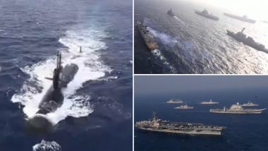 Malabar 2020: Navies of India, US, Australia and Japan Exercise in Indian Ocean (Watch Video)