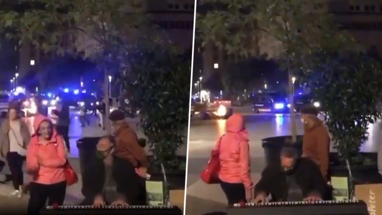 Astonishing Sight! Man Calmly Plays &lsquo;Eternal Flame&rsquo; on His Piano Amid Chaotic Anti-lockdown Protest in Barcelona, Viral Video Will Strike a Chord in Your Heart