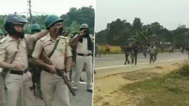 Tripura: Protesters Block National Highway in Dolubari, Sets Vehicles on Fire Against Rehabilitation of Bru Refugees from Mizoram (Watch Video)