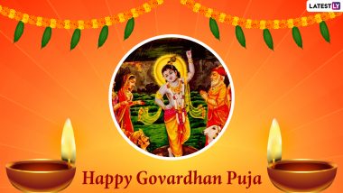 Govardhan Puja 2021 Wishes and Annakut Messages: Send WhatsApp Stickers, HD Images, Facebook Greetings and GIFs on the Festival Day Dedicated to Shri Krishna