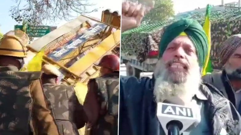 'Delhi Chalo' March Against Farm Laws: Farmers From Punjab Jump Barricades in Sirsa, Say Ready To Stay Even For A Month, Can Attain Martyrdom For Their Rights