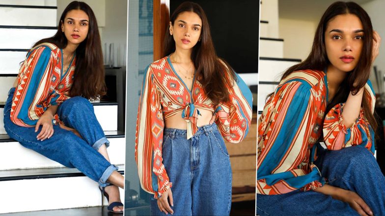 Aditi Rao Hydari Just Worked Off a Chic Affair of an Aztec Printed Top And Slouchy Denim!