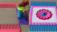 Latest Rangoli Designs For Diwali 2020 Balipratipada Festival: Simple Rangoli Patterns Using Comb, Sieve & Other Household Items to Adorn Your Doorstep This Deepavali (Watch Videos)