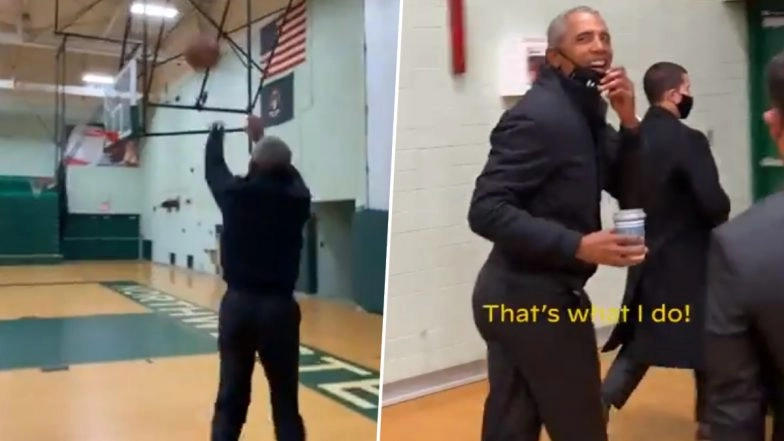 Barack Obama Casually Buries 3-Pointer at Basketball Court, NBA Star LeBron James in All Praises