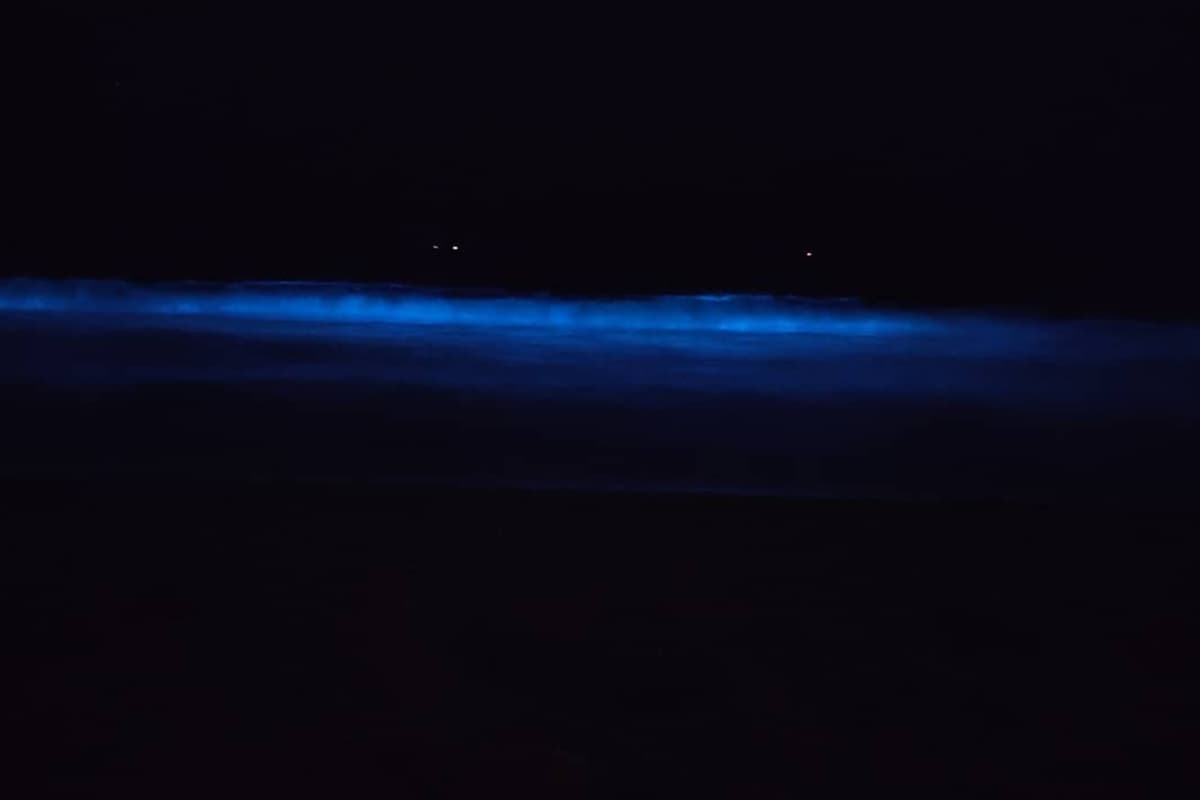 Bioluminescent waves spotted at Padukere beach in Karnataka. Bioluminescent waves spotted at Padukere beach in Karnataka.