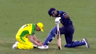 David Warner Ties Hardik Pandya's Shoelaces, Wins Hearts With his Sportsman Spirit Show (Watch Video)