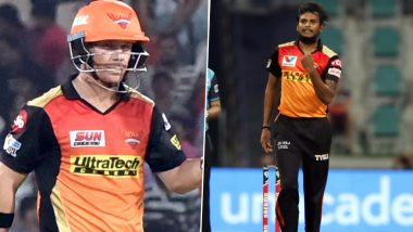 David Warner Congratulates Sunrisers Hyderabad Teammate T Natarjan for Maiden India Call-Up, Says ‘See You in Australia’ (Watch Video)