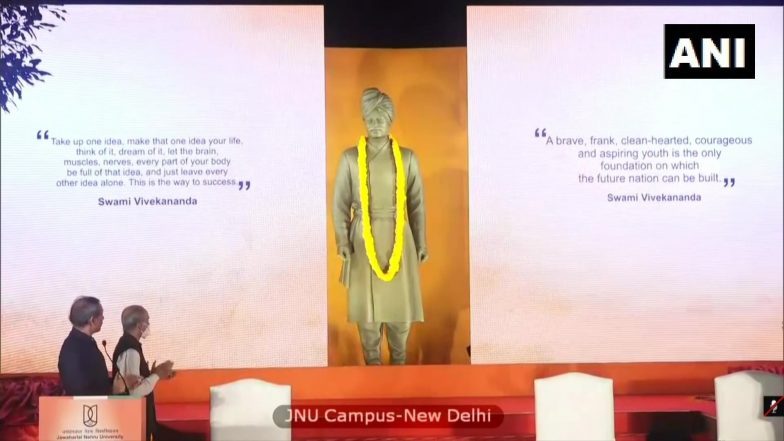 PM Narendra Modi Unveils Swami Vivekananda Statue in JNU Campus, Says 'Our Ideology Should Not Go Against National Interest'