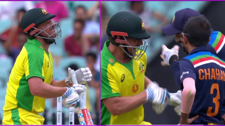Aaron Finch, KL Rahul Have Fun After Navdeep Saini’s Full Toss Hits Australian Captain on Stomach (Watch Video)