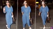 Hina Khan&rsquo;s Airport Fashion Is All About Pairing Her Denim Jumpsuit With a Louis Vuitton Handbag and Stylish Reflectors (View Pics)
