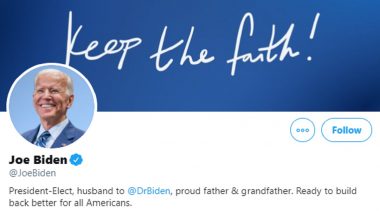 Joe Biden Adds 'President-Elect' to His Twitter Bio, Kamala Harris Includes 'Vice President-Elect' in Her Profile After Winning Race to White House