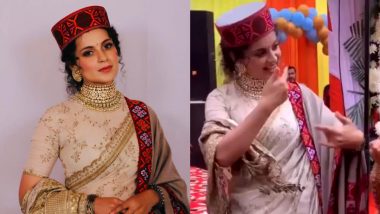 Kangana Ranaut Adds Pahadi Touch to Her Sabyasachi Saree, Grooves to a Folk Song at Brother Aksht’s Wedding Reception (Watch Video)
