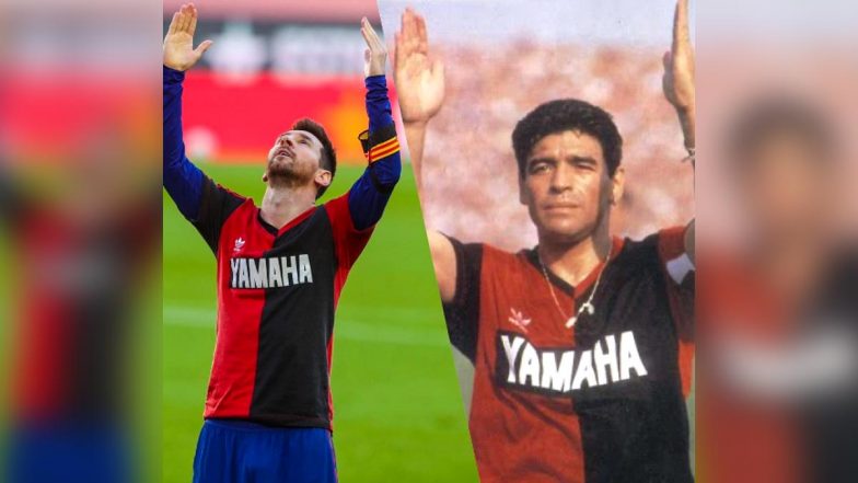 Lionel Messi Reacts to His Tribute for Diego Maradona During Barcelona vs Osasuna La Liga 2020–21 Match, Bids ‘Goodbye’ to Late Football Great!