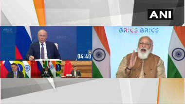 BRICS Summit 2020: Xi Jinping Listening, PM Narendra Modi Targets Pakistan in Veiled Manner Over 'Support to Terrorism'