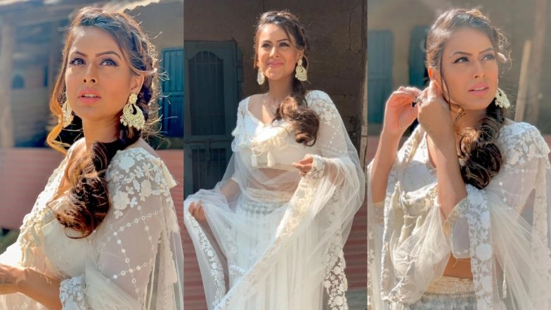 Diwali 2020: Nia Sharma’s White Lehenga Embroidered With Petals and Motifs Will Inspire Your Floral Desire This Festive Season (View Pics)