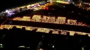 Earthen Lamp lit up near the Saryu River in Ayodhya (Photo Credits: ANI)