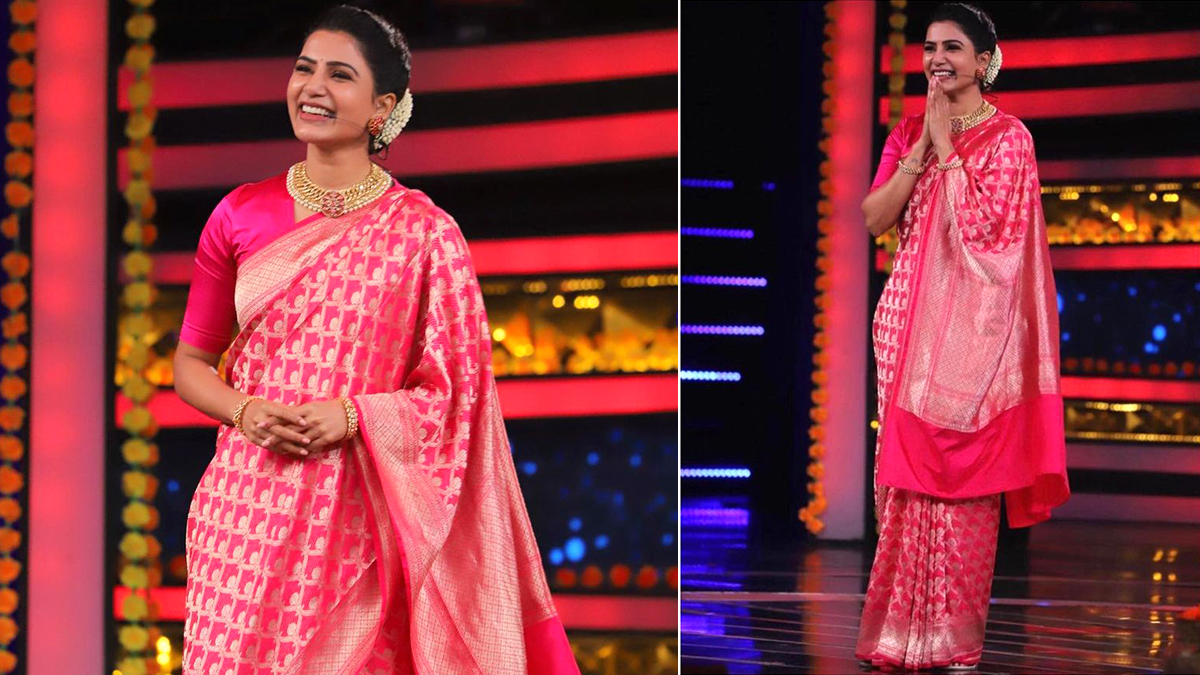 PICS] In pink benarasi saree, gajra and bindi, Samantha Akkineni