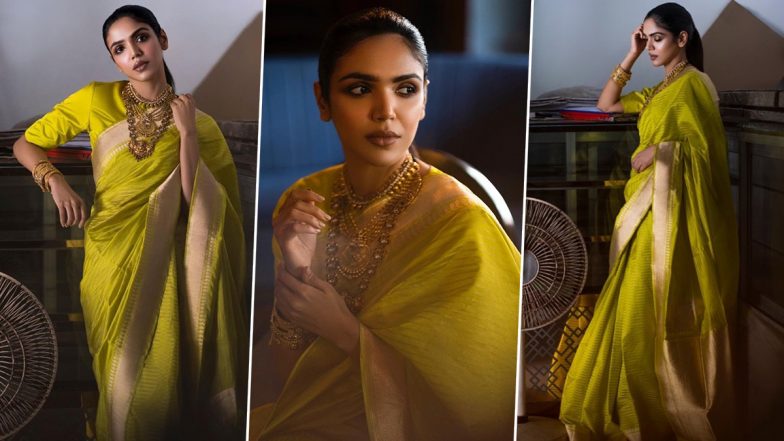 Shriya Pilgaonkar Is Binging on the Festive Wave in a Striped Green Raw Mango Saree As Reverie Magazine&rsquo;s Cover Girl!