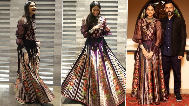 Sonam Kapoor Ahuja Dons a Wine Red Lehenga Worth Rs.92,550 With Some Brilliant Eye Glam!