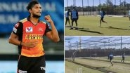 T Natarajan Bowls in India Nets After Maiden Call-Up, BCCI Shares Video of &lsquo;Dream Come True Moment&rsquo; for the Sunrisers Hyderabad Pacer