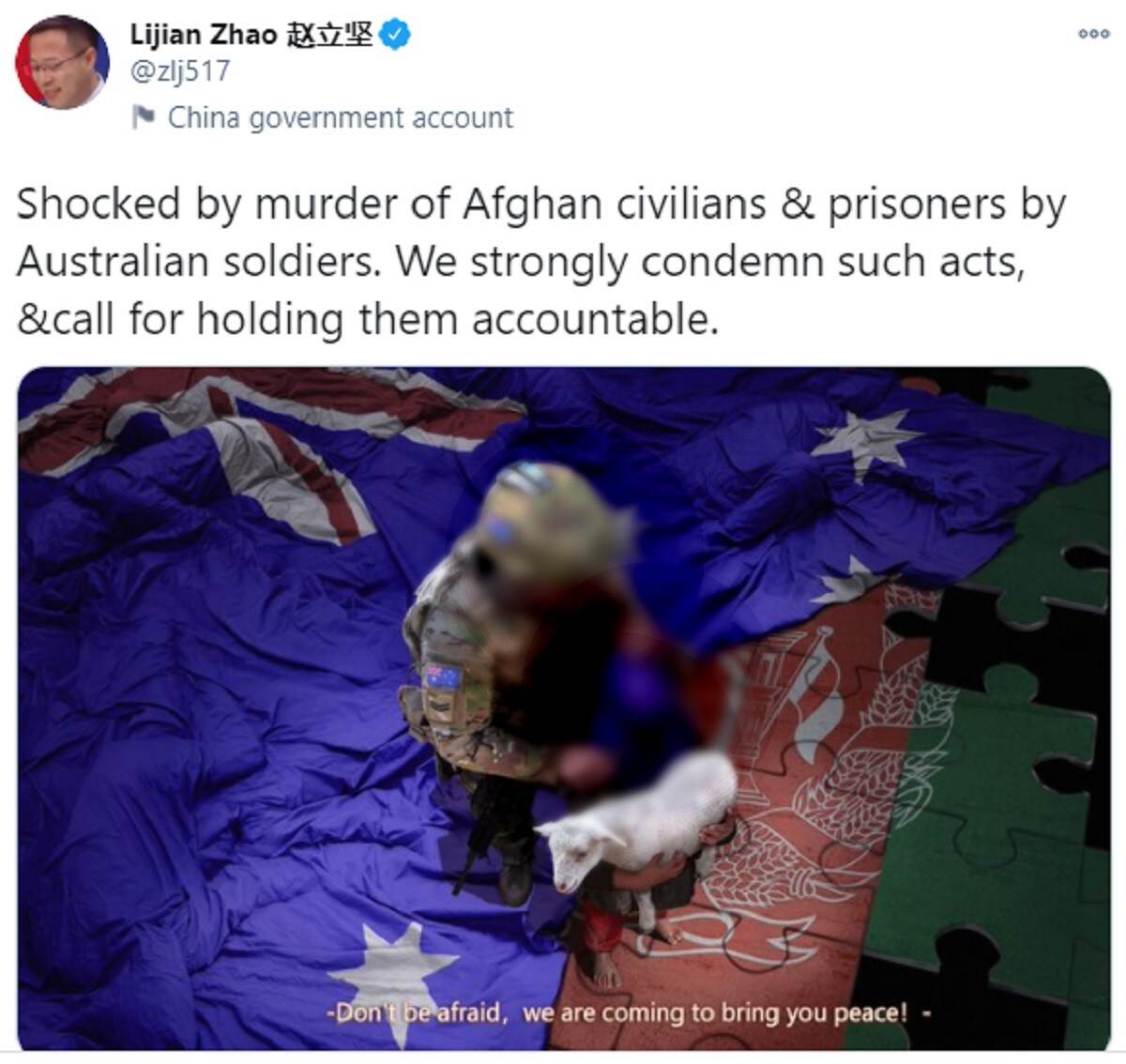 Chinese Official Shares Picture Allegedly Showing Australian Soldier Holding Knife To Throat Of Afghan Child Australia Pm Scott Morrison Seeks Apology From China Latestly