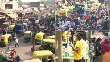 Huge Crowd Seen in Ahmedabad Markets Ahead of 60-Hour Curfew Announced to Curb COVID-19 Spread, View Pics