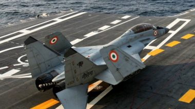 Indian Navy's MiG-29K Trainer Aircraft Crashes, One Pilot Recovered, Search Ops to Find Second Pilot On