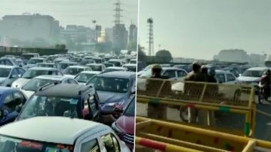 Farmers Protest: Traffic Jam at Delhi-Gurugram Border, Due to Checking of Vehicles by Police; View Pics