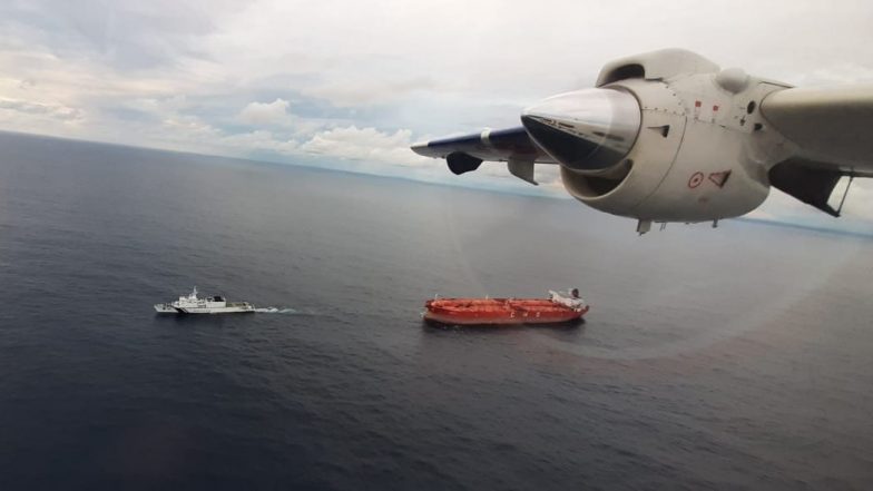 Indian Coast Guard Vessel Vishwast Tows Oil Tanker Drifting Dangerously Towards Nicobar Islands to Safety